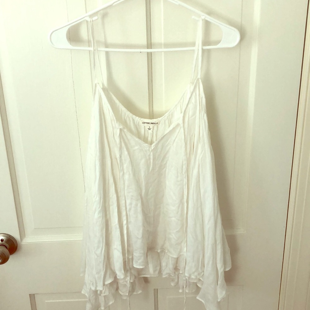 White off the shoulder flutter sleeve top